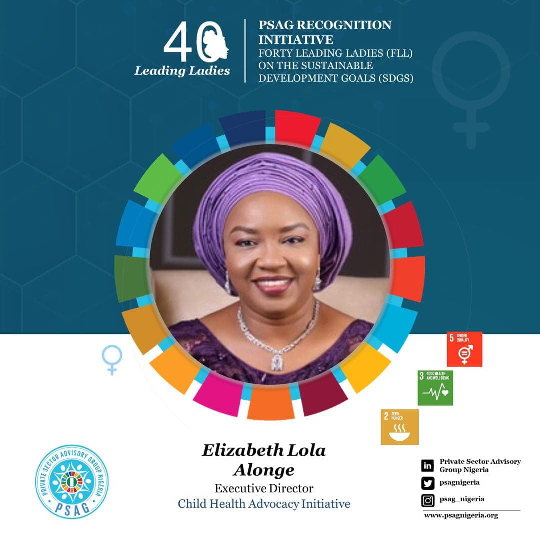 Lola Alonge nominated as one of the FortyLeadingLadies driving the SDGs in Nigeria